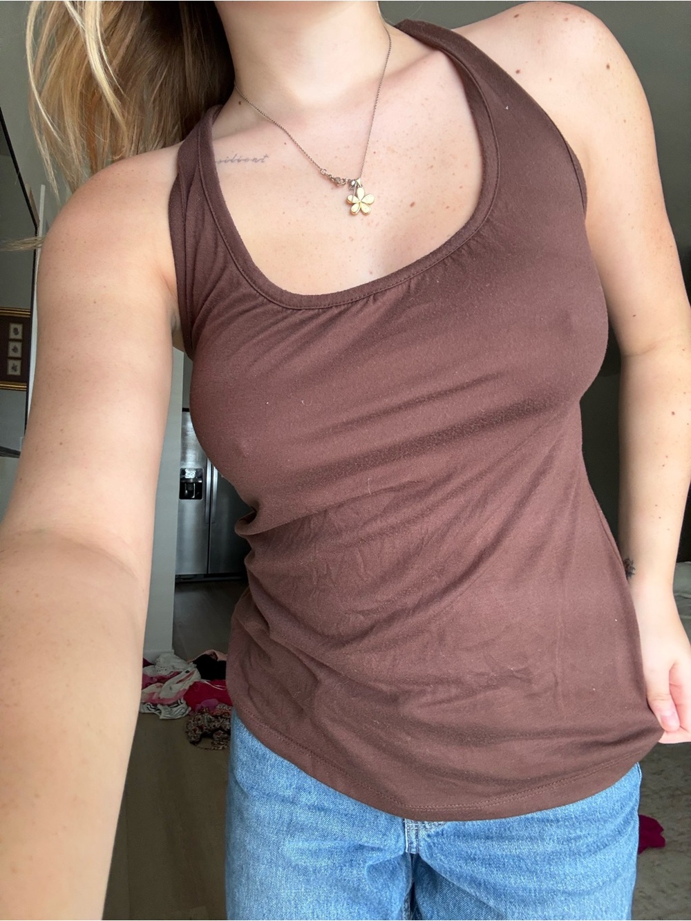 Charlotte Russe Brown Scoop Neck Tank Top